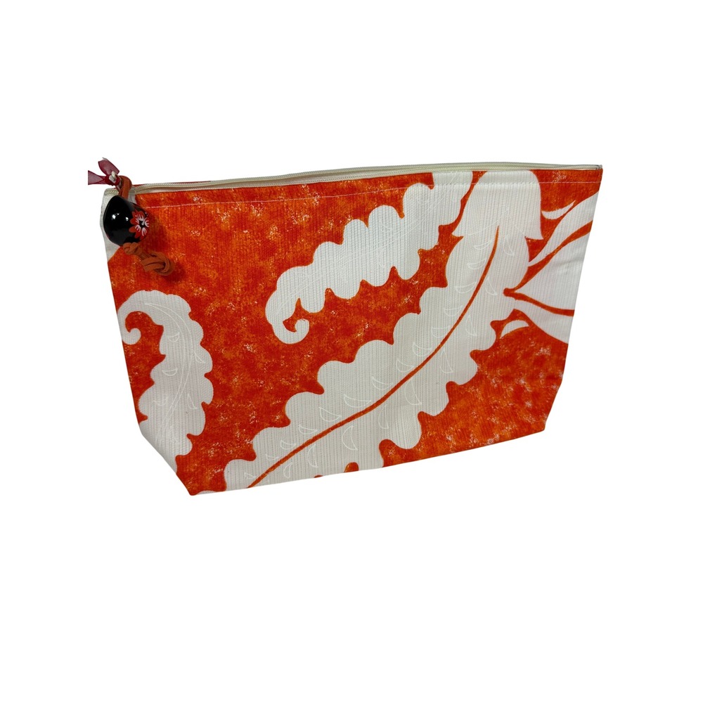 New Kilohana Clothing Co Bag Orange White Floral Print Swimsuit Makeup Hawaii